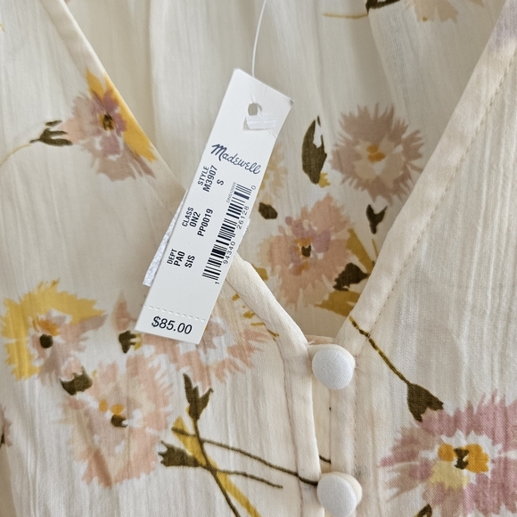 Madewell Courtyard Carnation Print Ruffle Hem Top - Picture 7 of 9